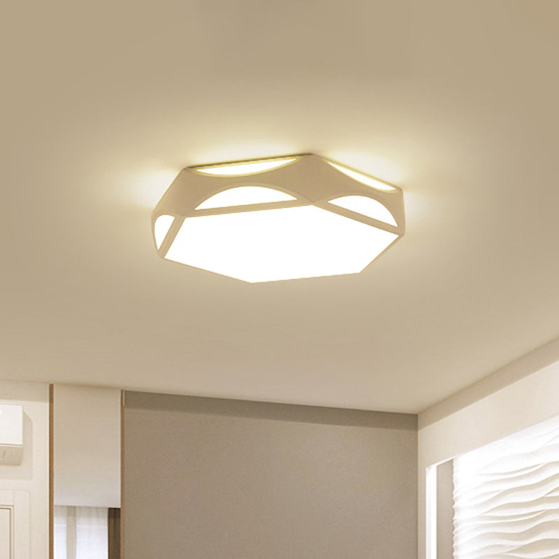 Contemporary Black/White Hexagon LED Flush Light Ceiling Mount