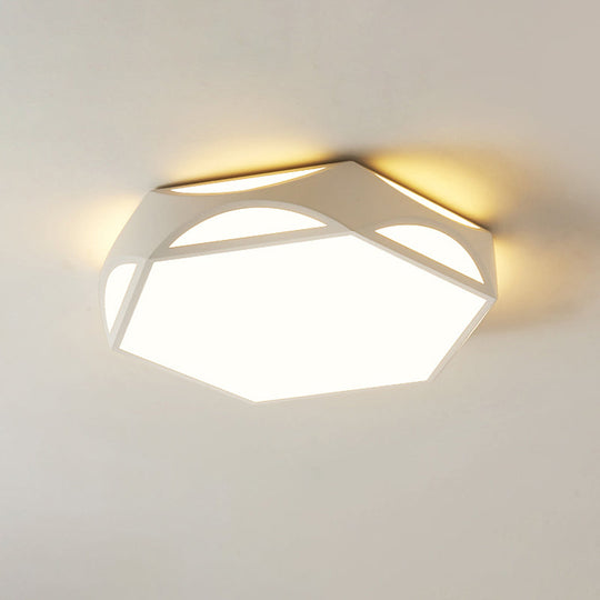 Contemporary Black/White Hexagon LED Flush Light Ceiling Mount