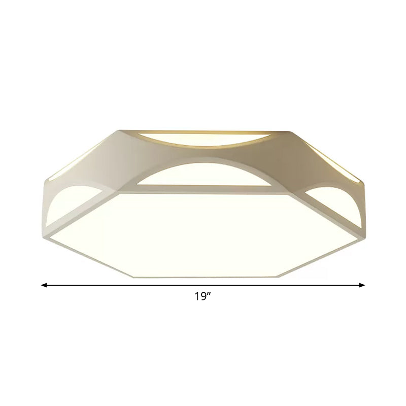 Contemporary Black/White Hexagon LED Flush Light Ceiling Mount