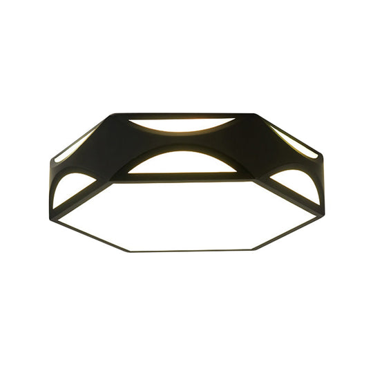 Contemporary Black/White Hexagon LED Flush Light Ceiling Mount