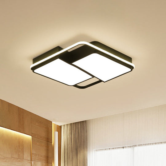 Black Flushmount LED Ceiling Light for Bedroom - Modernist Acrylic Design with/without Remote Control