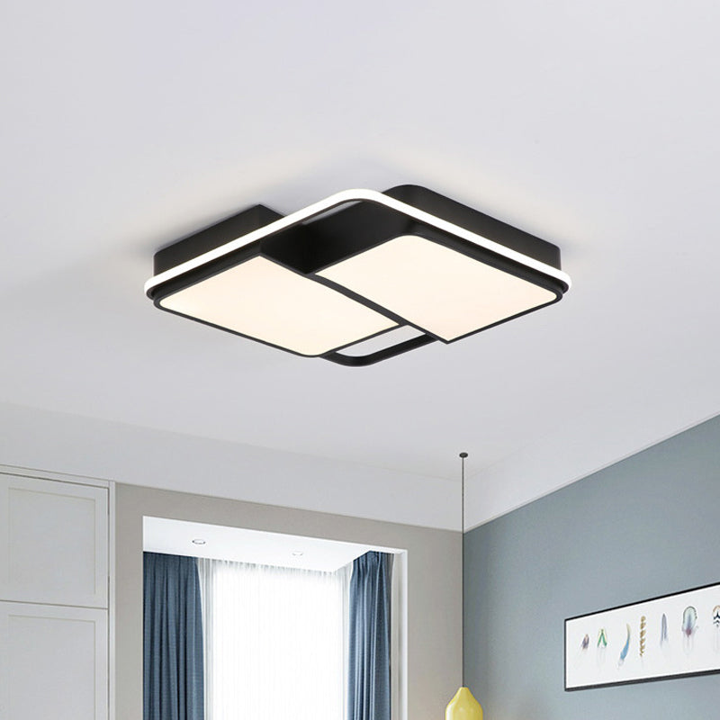 Black Flushmount Led Ceiling Light For Bedroom - Modernist Acrylic Design With/Without Remote