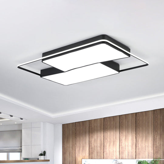 Black Flushmount Led Ceiling Light For Bedroom - Modernist Acrylic Design With/Without Remote