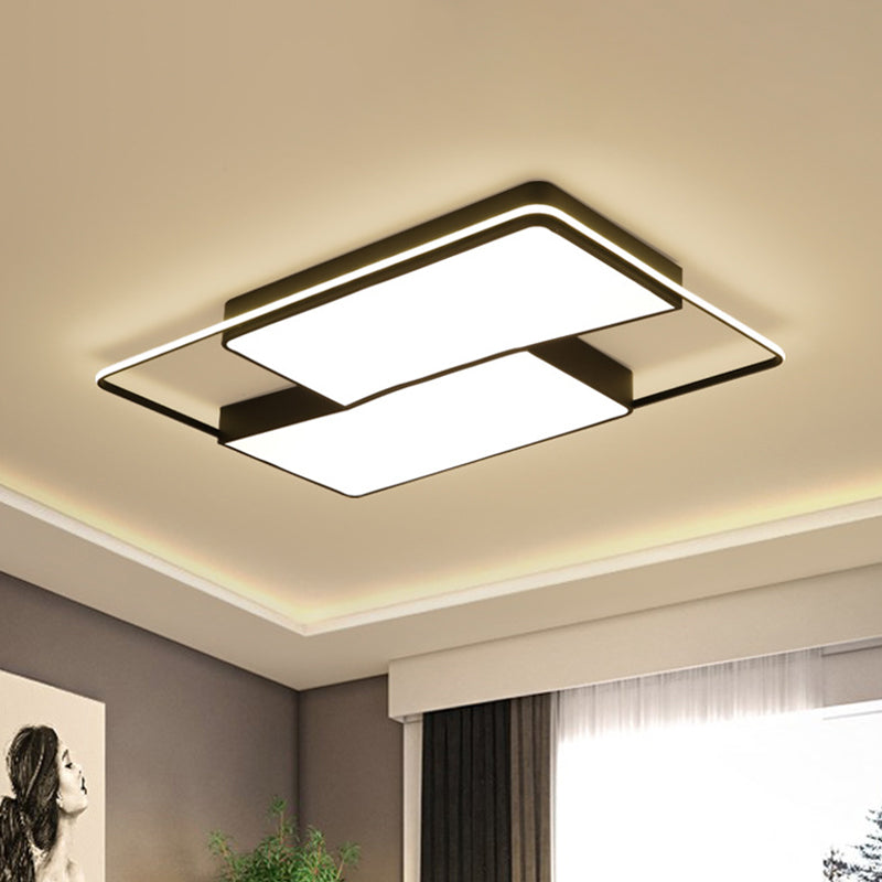 Black Flushmount LED Ceiling Light for Bedroom - Modernist Acrylic Design with/without Remote Control