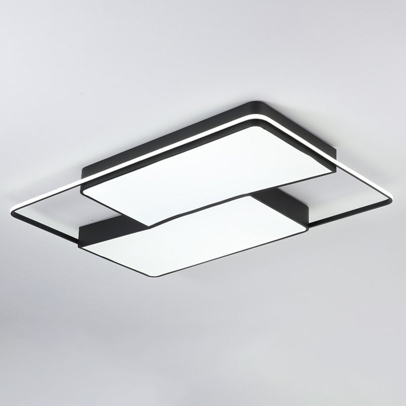 Black Flushmount LED Ceiling Light for Bedroom - Modernist Acrylic Design with/without Remote Control