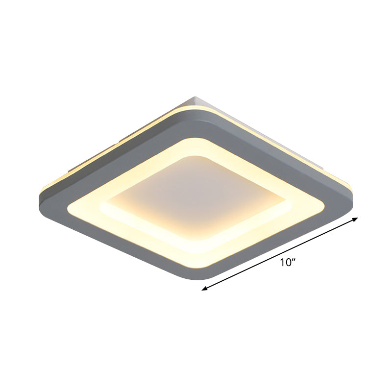 Nordic Integrated Led Ceiling Light In Grey Flower/Square/Pentagon Design With Acrylic Shade -