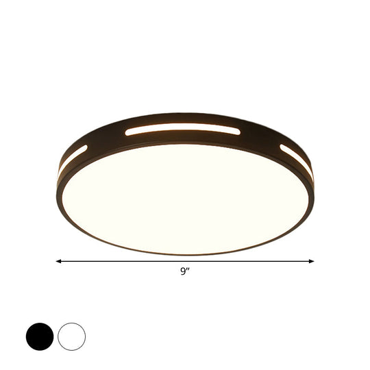 Minimalist Round Ultra-Thin LED Bedroom Ceiling Lamp in Black/White, Various Sizes