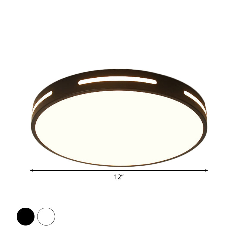 Minimalist Round Ultra-Thin LED Bedroom Ceiling Lamp in Black/White, Various Sizes