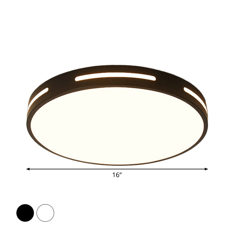 Minimalist Round Ultra-Thin LED Bedroom Ceiling Lamp in Black/White, Various Sizes