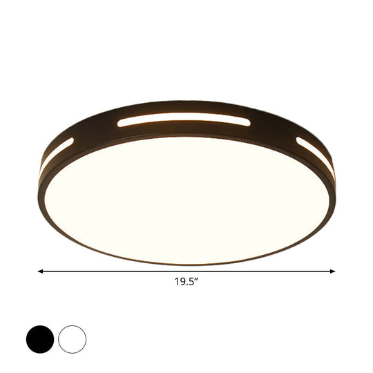 Minimalist Round Ultra-Thin LED Bedroom Ceiling Lamp in Black/White, Various Sizes