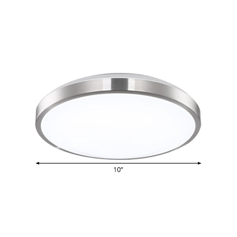 Minimalist LED Silver Flush Mounted Bedroom Ceiling Light - Acrylic Circular, 10"/11"/16" Wide