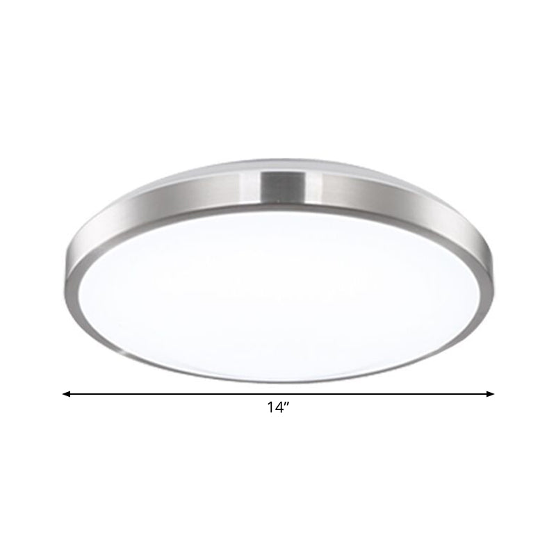 Minimalist LED Silver Flush Mounted Bedroom Ceiling Light - Acrylic Circular, 10"/11"/16" Wide