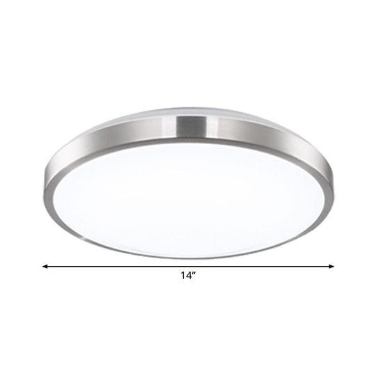 Minimalist LED Silver Flush Mounted Bedroom Ceiling Light - Acrylic Circular, 10"/11"/16" Wide