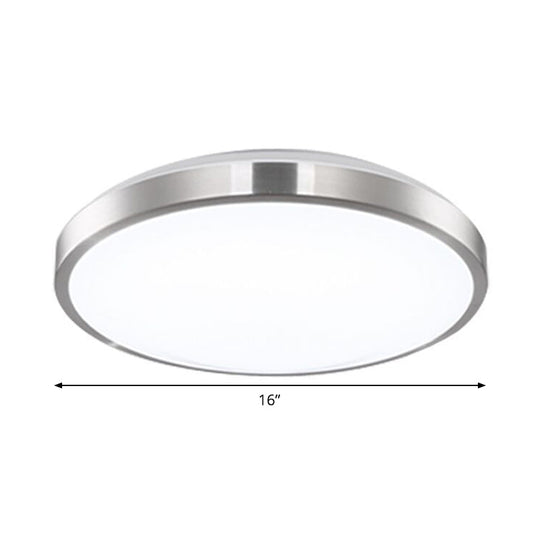 Minimalist LED Silver Flush Mounted Bedroom Ceiling Light - Acrylic Circular, 10"/11"/16" Wide