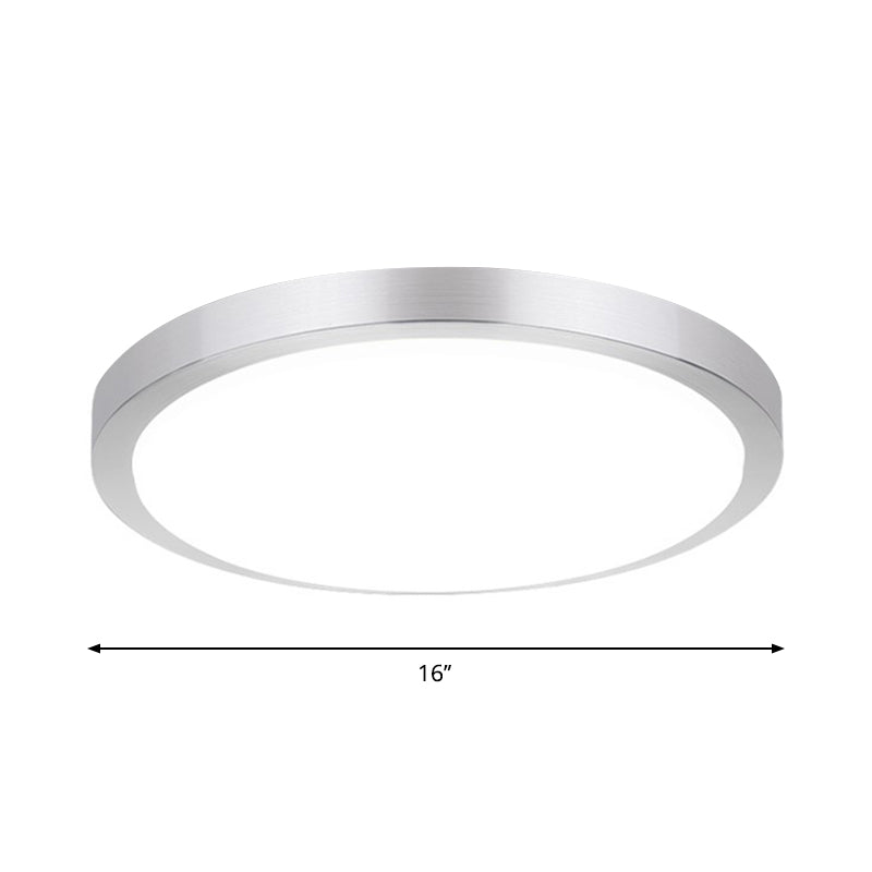 Silver Round Flush Ceiling Light - 14/16 Wide Led Acrylic Mount Lamp In Warm/White For Living Room