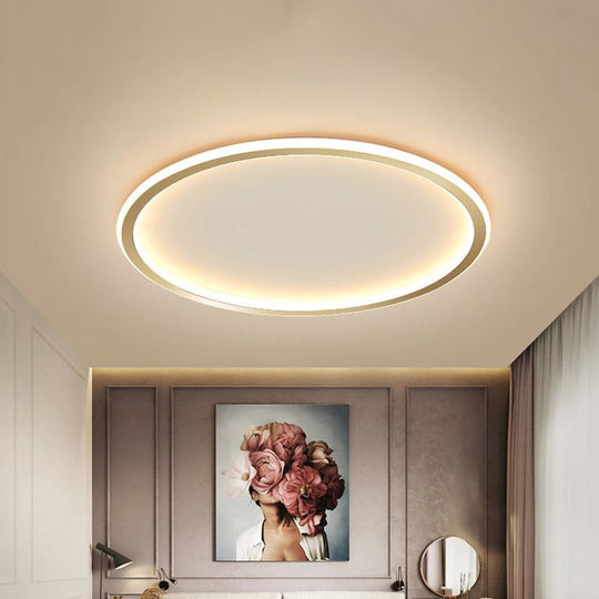 Simple Style Metal Ceiling Light Fixture - Gold Finish Led Flushmount Lighting For Living Room