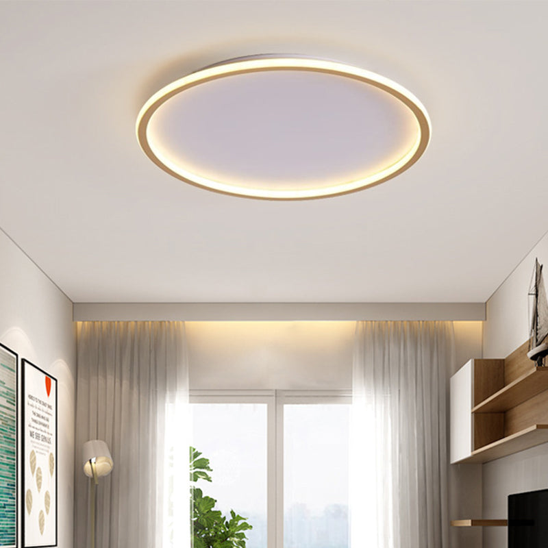 Simple Style Metal Ceiling Light Fixture - Gold Finish, LED Flushmount Lighting for Living Room - Sizes: 12"/19.5"/23.5