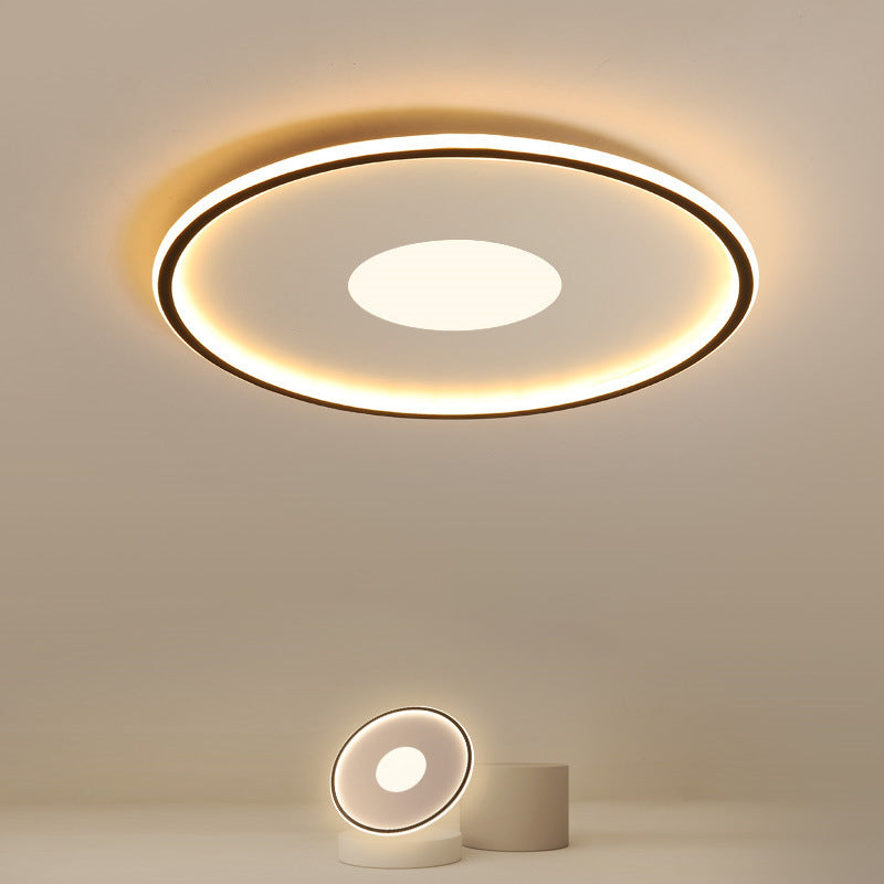 Minimalist Led Flush Mount Ceiling Light Disk-Shaped Ultrathin Acrylic In Black/Gold For Bedroom