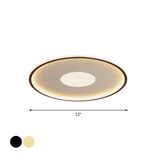 Minimalist Led Flush Mount Ceiling Light Disk-Shaped Ultrathin Acrylic In Black/Gold For Bedroom