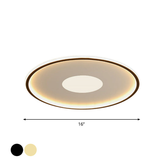 Minimalist Led Flush Mount Ceiling Light Disk-Shaped Ultrathin Acrylic In Black/Gold For Bedroom