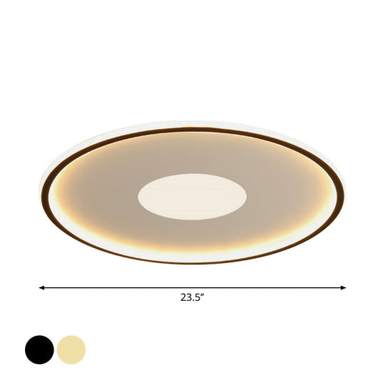 Minimalist Led Flush Mount Ceiling Light Disk-Shaped Ultrathin Acrylic In Black/Gold For Bedroom