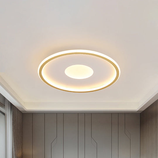 Minimalist Led Flush Mount Ceiling Light Disk-Shaped Ultrathin Acrylic In Black/Gold For Bedroom