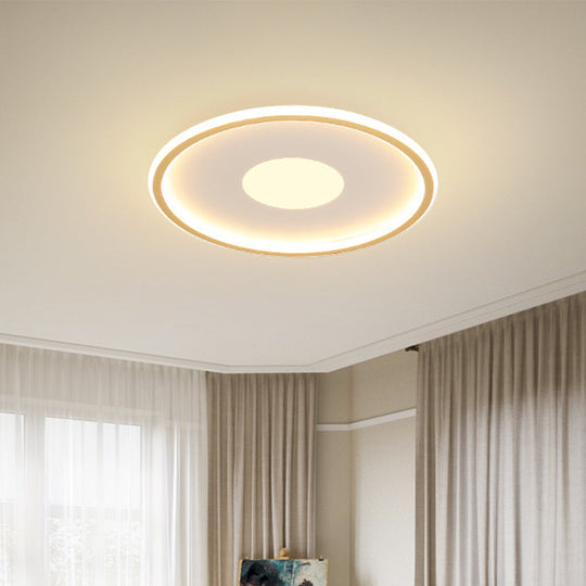 Minimalist Led Flush Mount Ceiling Light Disk-Shaped Ultrathin Acrylic In Black/Gold For Bedroom