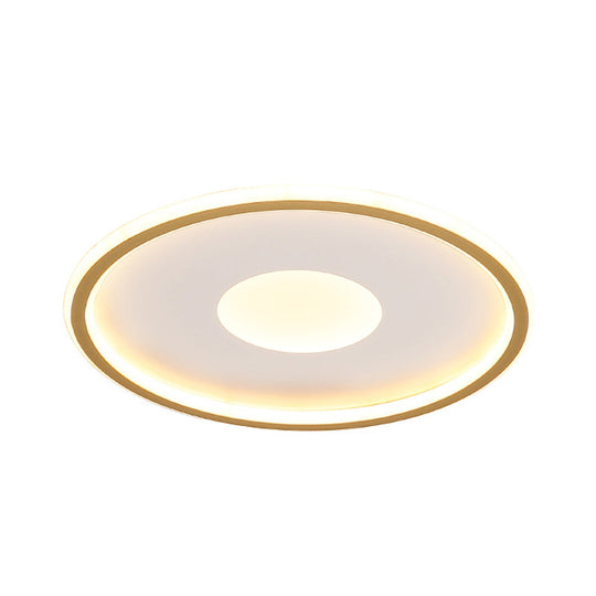 Minimalist Led Flush Mount Ceiling Light Disk-Shaped Ultrathin Acrylic In Black/Gold For Bedroom