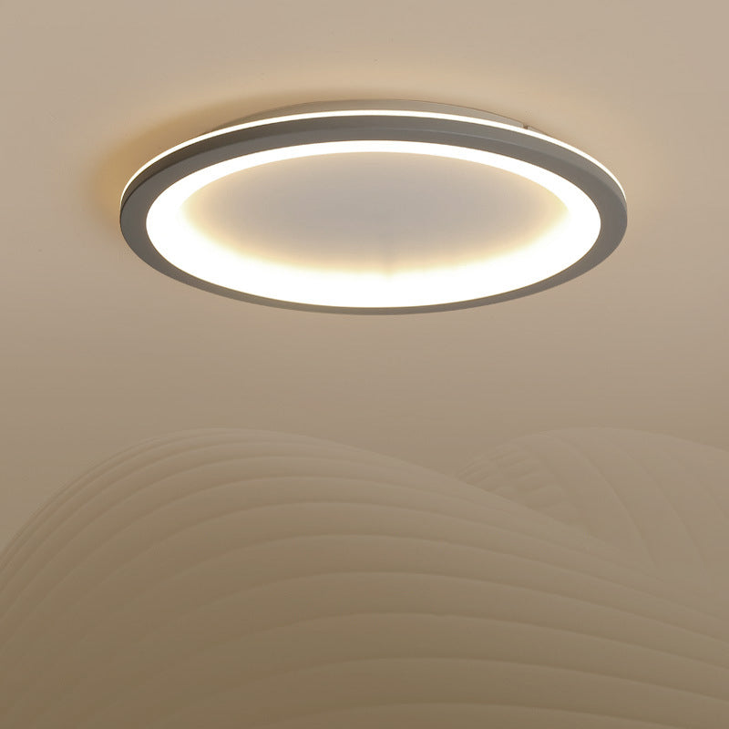 Sleek Disc-shaped LED Bedroom Flush Mount Ceiling Light in Grey/White, Multiple Sizes Available