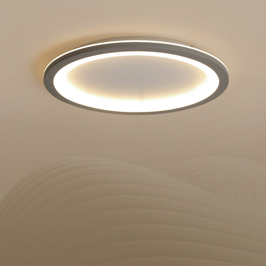 Sleek Disc-Shaped Led Bedroom Flush Mount Ceiling Light In Grey/White Multiple Sizes Available Grey