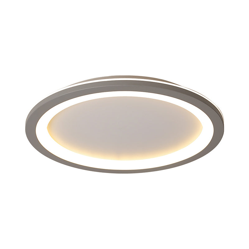 Sleek Disc-shaped LED Bedroom Flush Mount Ceiling Light in Grey/White, Multiple Sizes Available