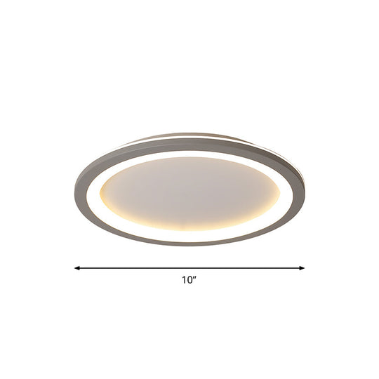 Sleek Disc-shaped LED Bedroom Flush Mount Ceiling Light in Grey/White, Multiple Sizes Available