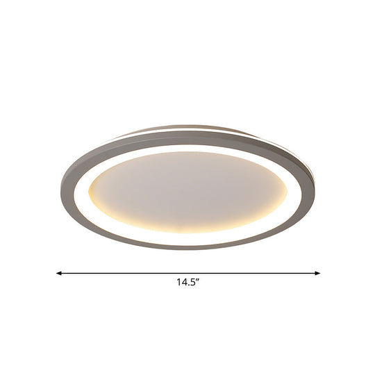 Sleek Disc-shaped LED Bedroom Flush Mount Ceiling Light in Grey/White, Multiple Sizes Available