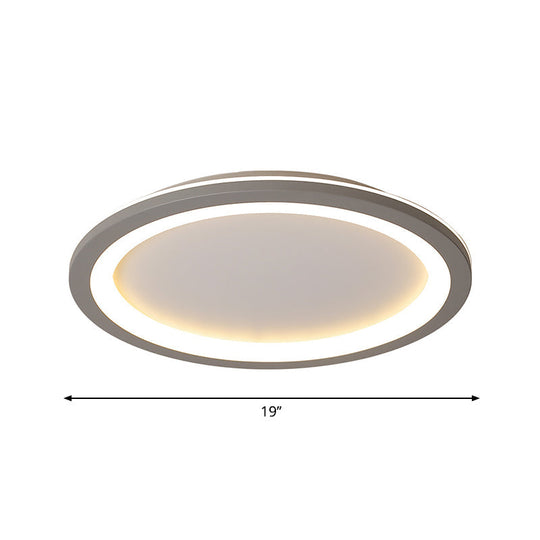 Sleek Disc-shaped LED Bedroom Flush Mount Ceiling Light in Grey/White, Multiple Sizes Available