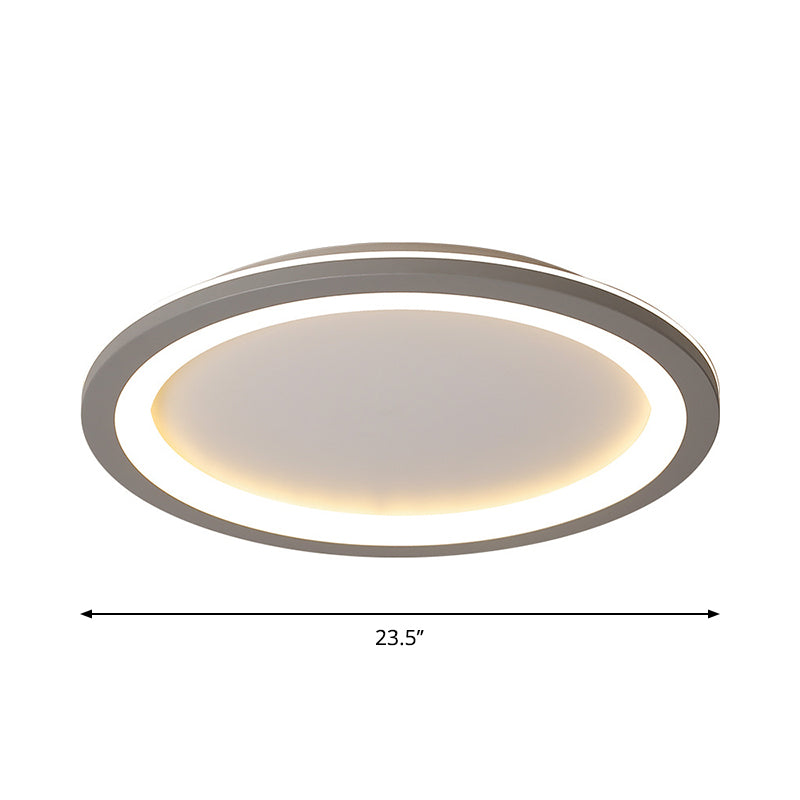 Sleek Disc-shaped LED Bedroom Flush Mount Ceiling Light in Grey/White, Multiple Sizes Available