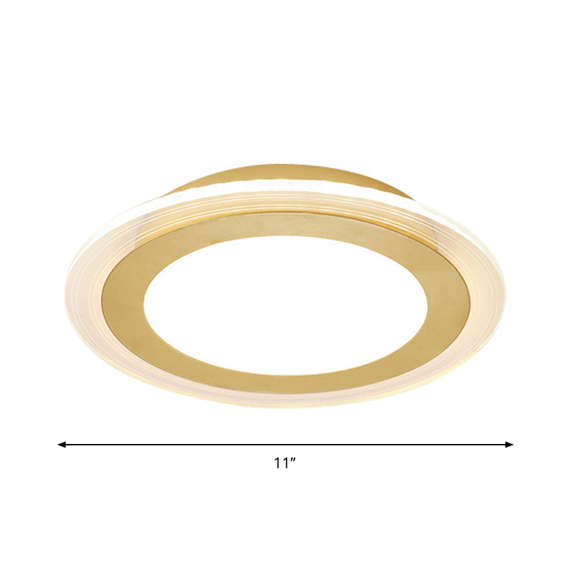 Gold Disk Led Flush Mount Lamp: Simplicity Acrylic Ceiling Light With Warm/White/3 Color For