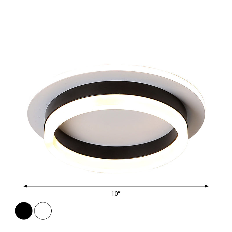 Minimalistic Flush Ceiling Light - Round/Square Acrylic LED Flushmount Lighting in Black/White for Bedroom