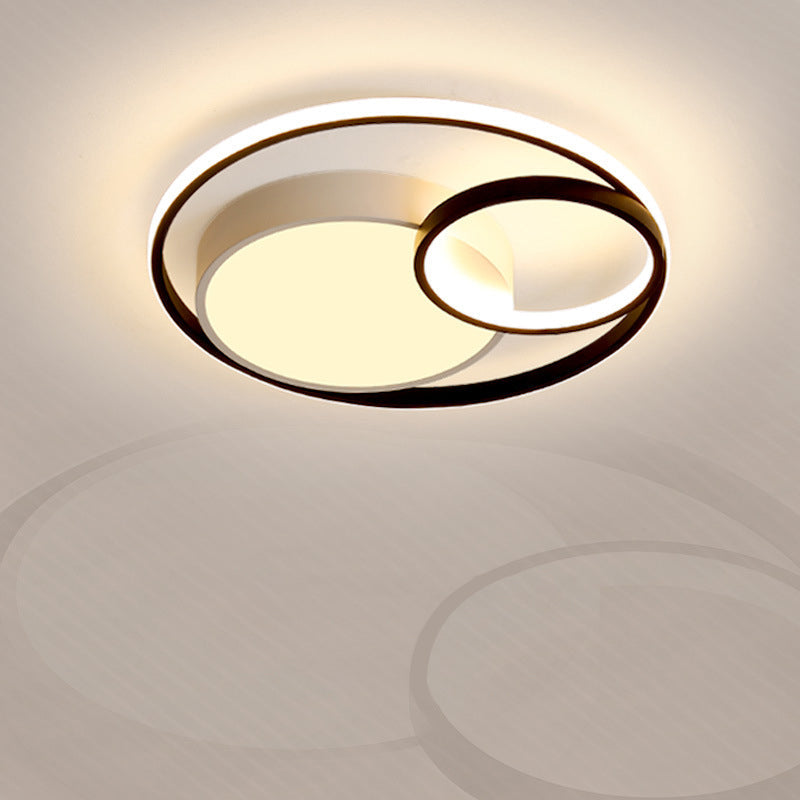 Minimal LED Flush Light - Black/White Circular Ceiling Lighting with Acrylic Shade - 16"/19"/23.5" Dia