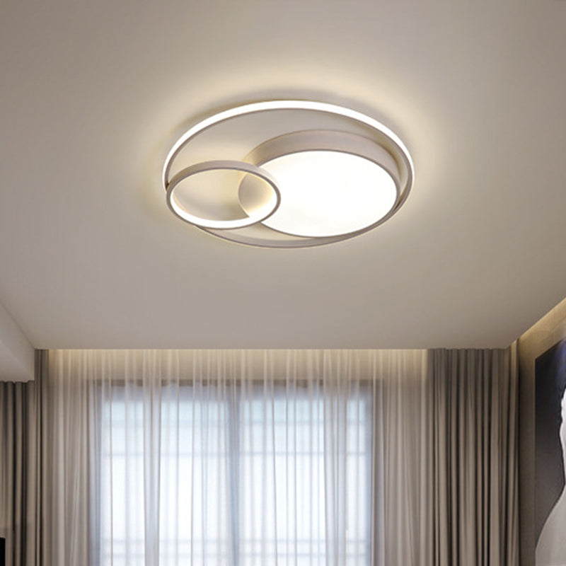 Minimal LED Flush Light - Black/White Circular Ceiling Lighting with Acrylic Shade - 16"/19"/23.5" Dia