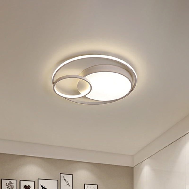 Minimal LED Flush Light - Black/White Circular Ceiling Lighting with Acrylic Shade - 16"/19"/23.5" Dia