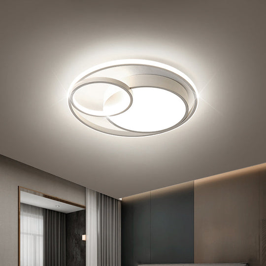 Minimal LED Flush Light - Black/White Circular Ceiling Lighting with Acrylic Shade - 16"/19"/23.5" Dia