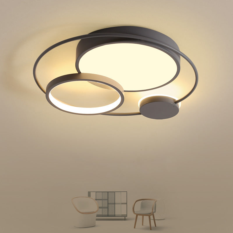 Nordic Circle Ceiling Lighting: Metallic LED Flush Mount Light (16"/19"/23.5") - Black/Grey for Bedroom