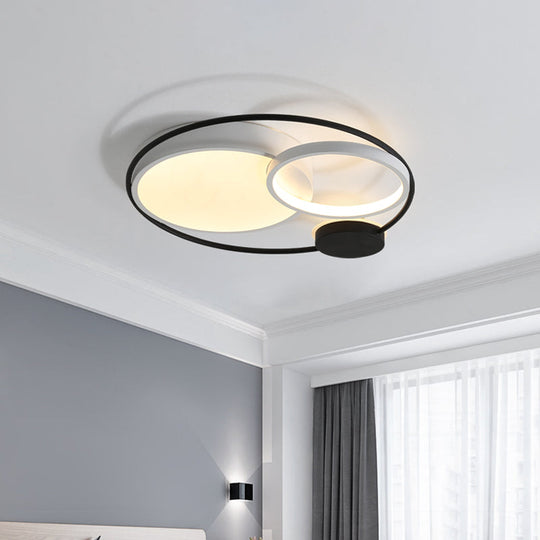 Nordic Circle Ceiling Lighting: Metallic LED Flush Mount Light (16"/19"/23.5") - Black/Grey for Bedroom