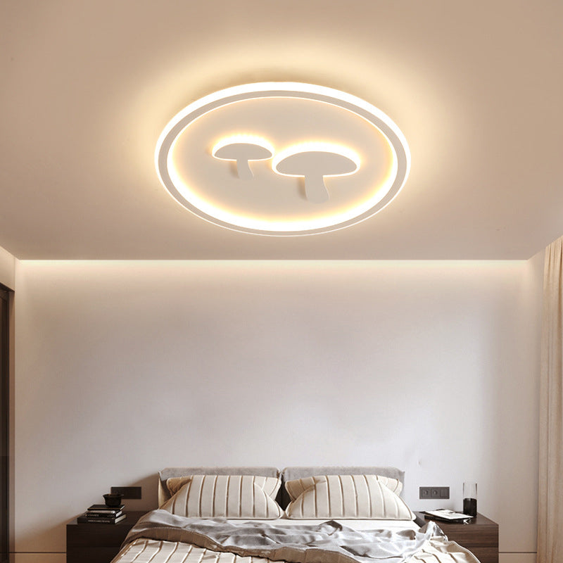 Circular Mushroom Baby Room Led Ceiling Lamp - 16/19.5 Dia White/Pink/Gold Options