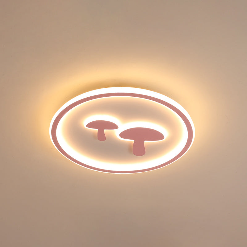 Circular Mushroom Baby Room LED Ceiling Lamp - 16"/19.5" Dia - White/Pink/Gold Options