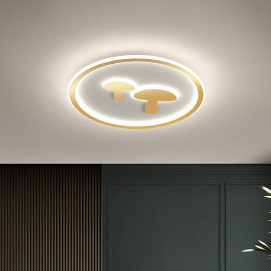 Circular Mushroom Baby Room LED Ceiling Lamp - 16"/19.5" Dia - White/Pink/Gold Options