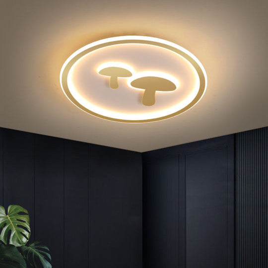 Circular Mushroom Baby Room LED Ceiling Lamp - 16"/19.5" Dia - White/Pink/Gold Options