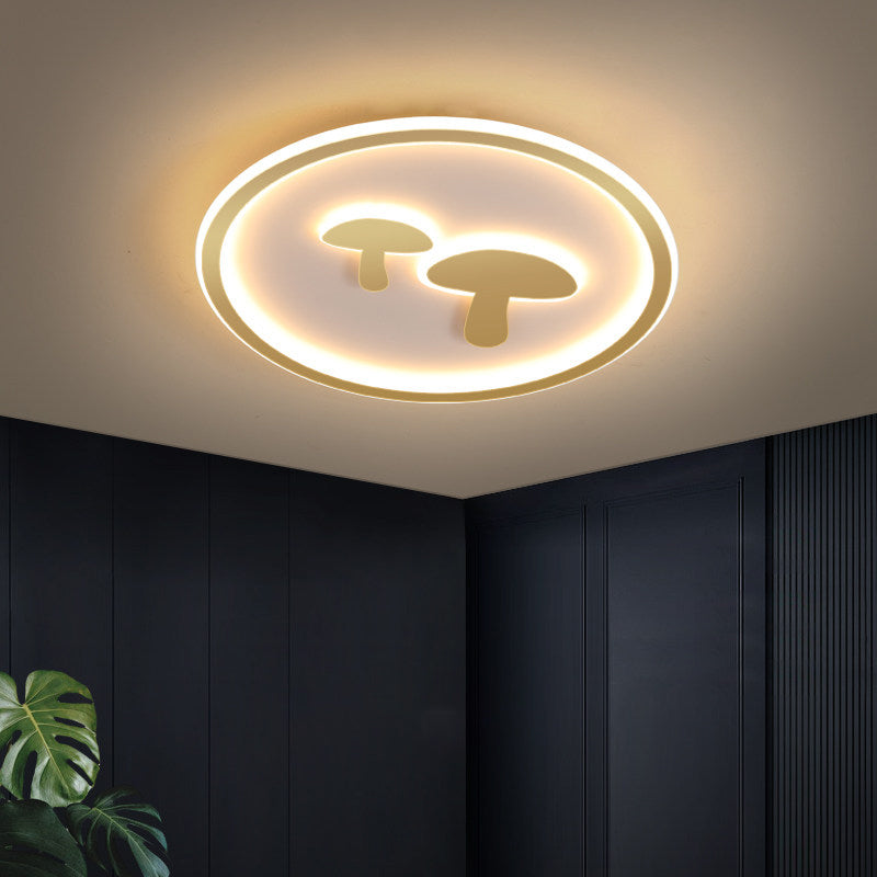 Circular Mushroom Baby Room Led Ceiling Lamp - 16/19.5 Dia White/Pink/Gold Options