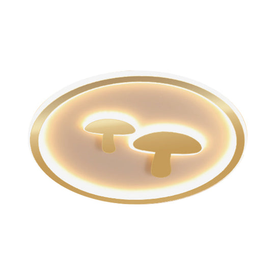 Circular Mushroom Baby Room LED Ceiling Lamp - 16"/19.5" Dia - White/Pink/Gold Options