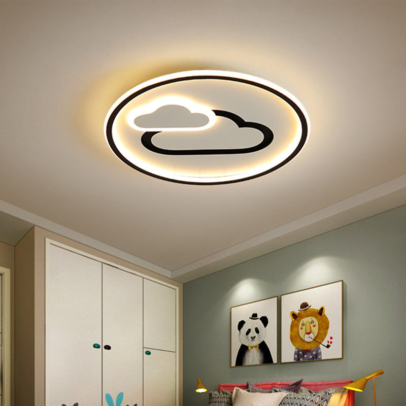 Nursery Ultra-Thin Led Ceiling Light In Kids Style Cloud Design - 16/19.5 Wide Acrylic Fixture